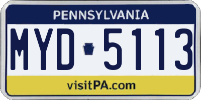 PA license plate MYD5113