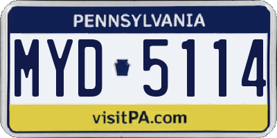 PA license plate MYD5114