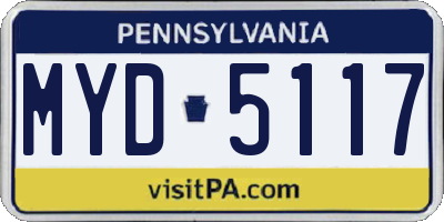 PA license plate MYD5117