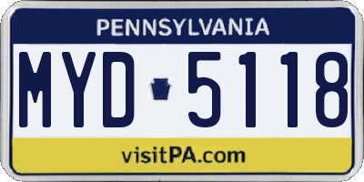 PA license plate MYD5118