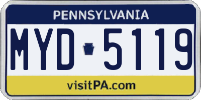 PA license plate MYD5119