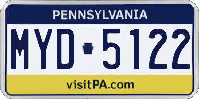 PA license plate MYD5122