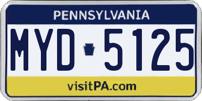 PA license plate MYD5125