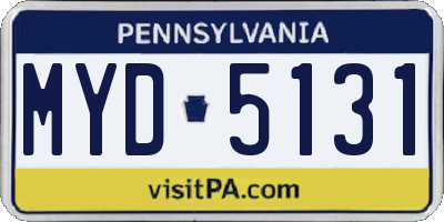 PA license plate MYD5131