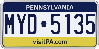 PA license plate MYD5135