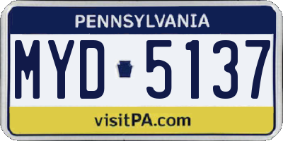 PA license plate MYD5137