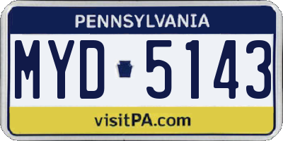 PA license plate MYD5143