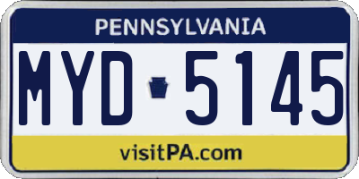 PA license plate MYD5145