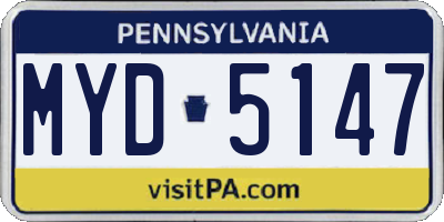 PA license plate MYD5147