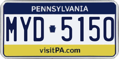 PA license plate MYD5150