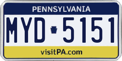 PA license plate MYD5151