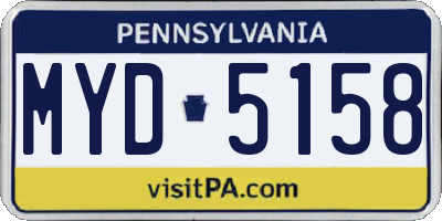 PA license plate MYD5158