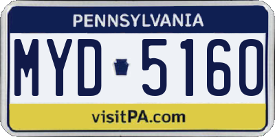 PA license plate MYD5160