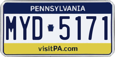 PA license plate MYD5171