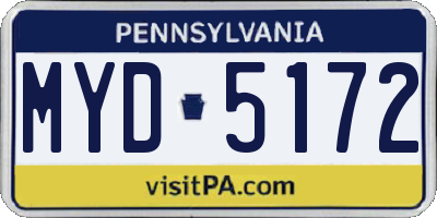 PA license plate MYD5172
