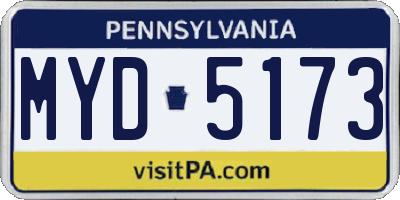 PA license plate MYD5173