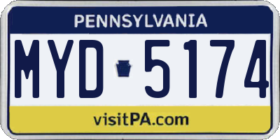 PA license plate MYD5174