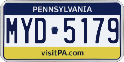 PA license plate MYD5179