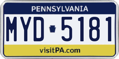 PA license plate MYD5181