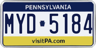 PA license plate MYD5184
