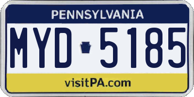 PA license plate MYD5185