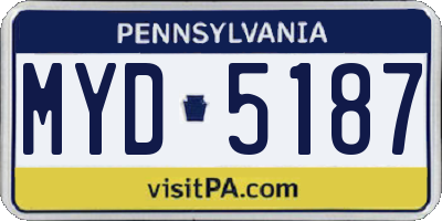 PA license plate MYD5187