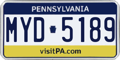 PA license plate MYD5189