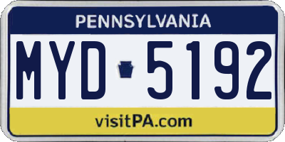 PA license plate MYD5192