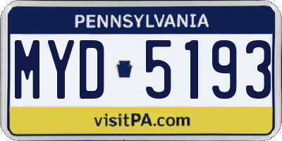 PA license plate MYD5193