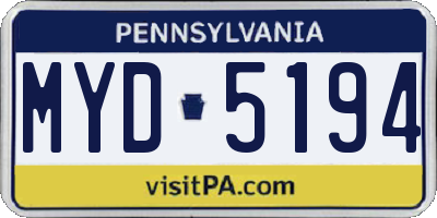 PA license plate MYD5194