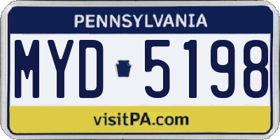 PA license plate MYD5198