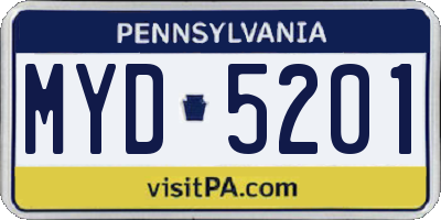 PA license plate MYD5201