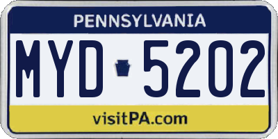 PA license plate MYD5202