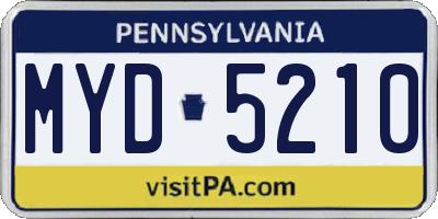 PA license plate MYD5210