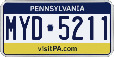 PA license plate MYD5211