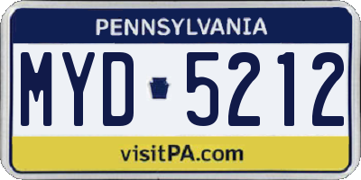PA license plate MYD5212