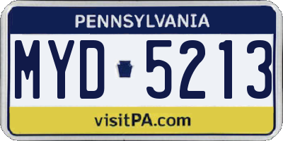 PA license plate MYD5213