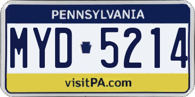 PA license plate MYD5214