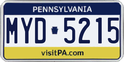 PA license plate MYD5215