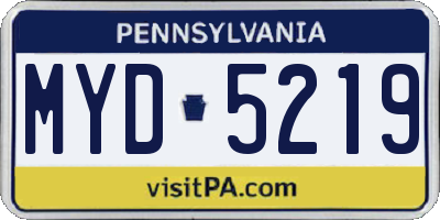 PA license plate MYD5219