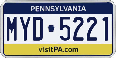 PA license plate MYD5221