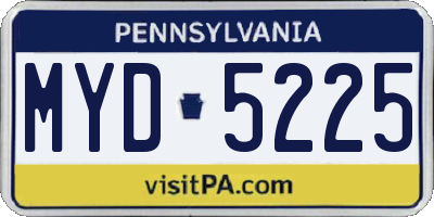 PA license plate MYD5225