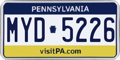PA license plate MYD5226