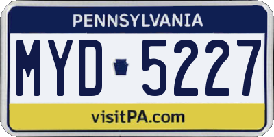 PA license plate MYD5227