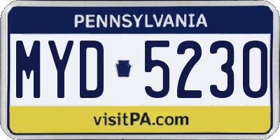 PA license plate MYD5230