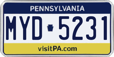 PA license plate MYD5231