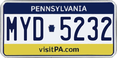PA license plate MYD5232