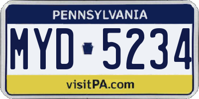 PA license plate MYD5234