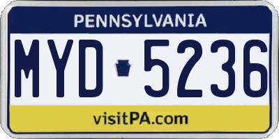 PA license plate MYD5236