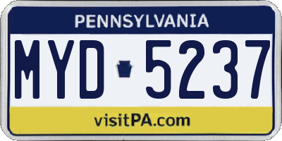 PA license plate MYD5237